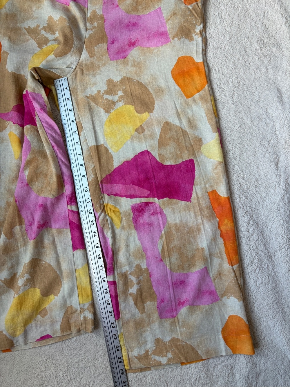 NWT Chico’s Wide-Leg Linen Blend Pants in Pink & Yellow Abstract Print Size 2.5 - Picture 5 of 8